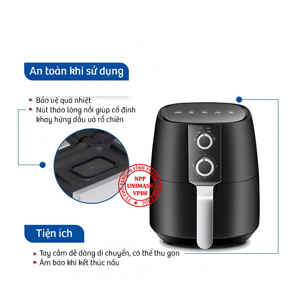 Nồi Chiên Camel 7L - Hàng Loại 1, Chính Hãng Công Ty Có Bảo Hành, Sẵn Màu Xanh - Đen