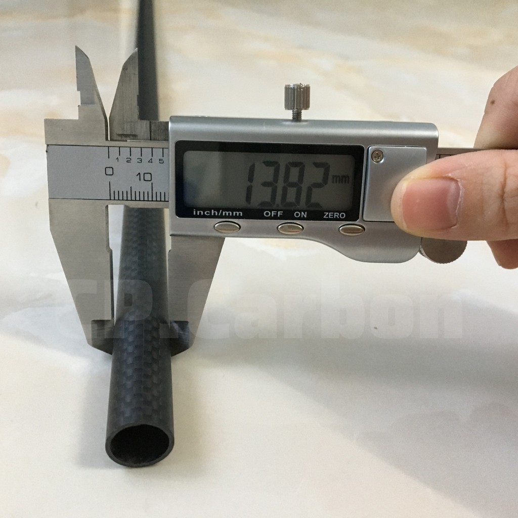 Ống Carbon 3K rỗng dài 1 mét đường kính ngoài 14mm, đường kính trong 12mm