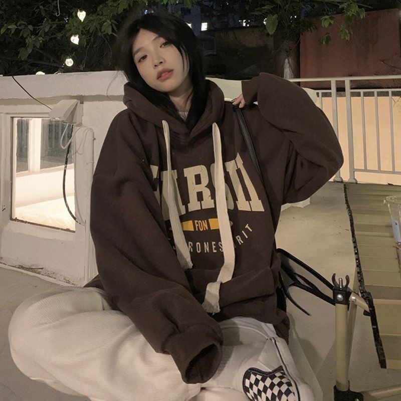 Áo hoodie nữ form rộng   HART SLL mũ 2 lớp có dây kéo bản to