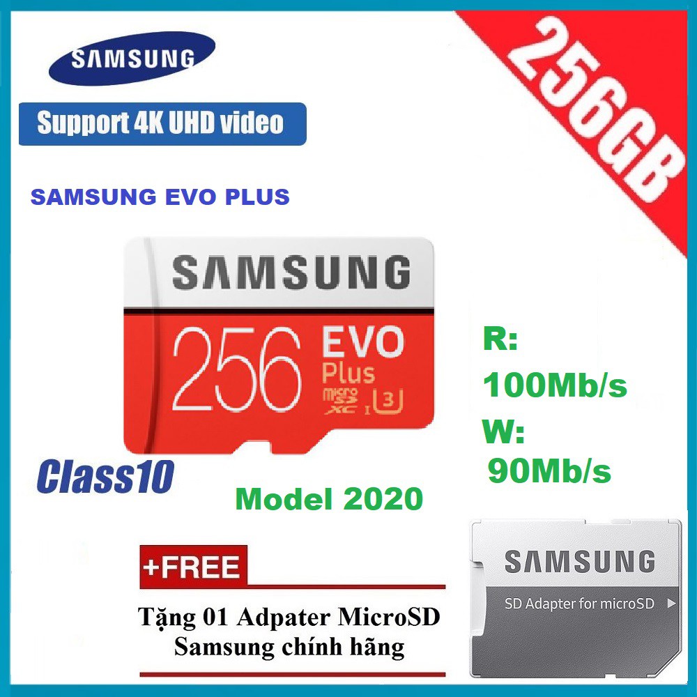 Thẻ nhớ micro U3 samsung evo plus 256GB