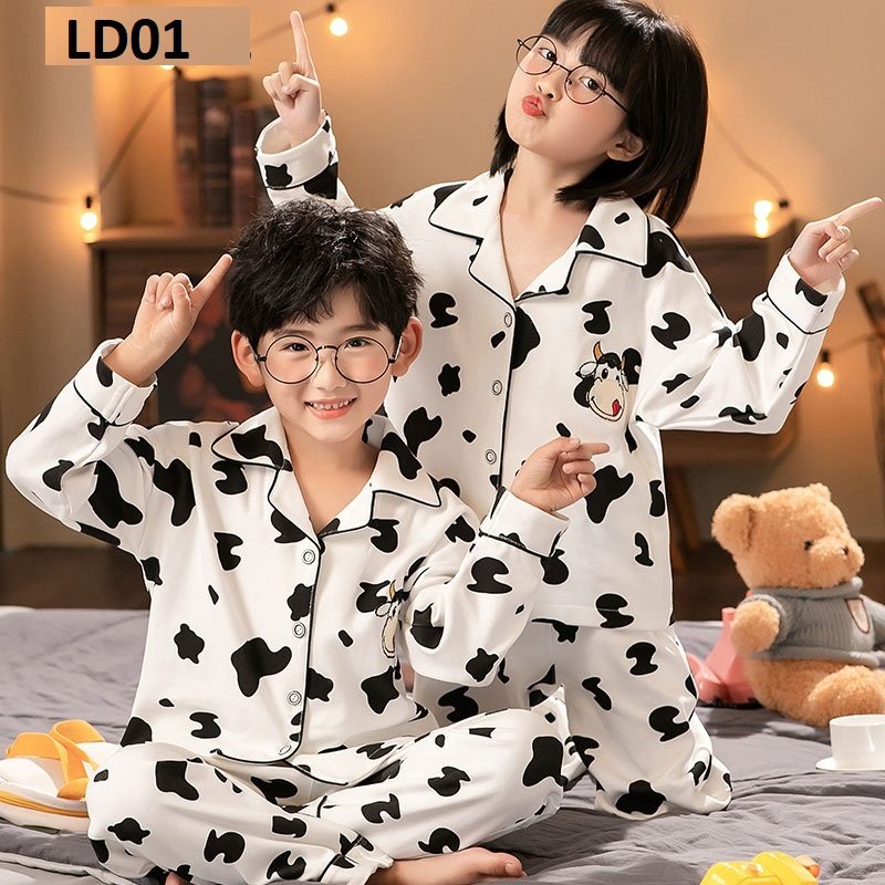 Đồ đồ trẻ con COCA KID cao cấp - bộ đồ ngủ dài tay cho bé chất lụa thoáng mát in hình cực đáng yêu Cho Bé 8-39kg