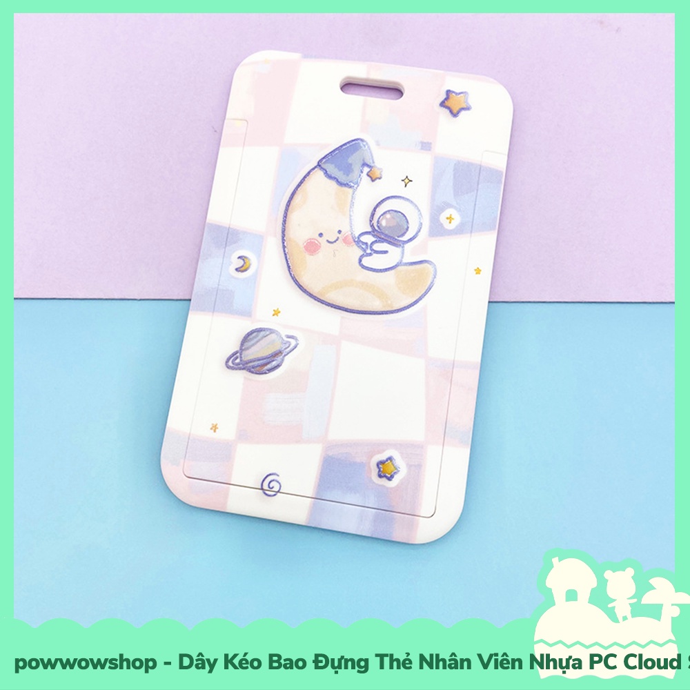 [Sẵn VN - Hỏa Tốc] Dây Kéo Bao Đựng Thẻ Nhân Viên Nhựa PC Mẫu Nhân Vật Hoạt Hình Sun, Moon, Star, Cloud