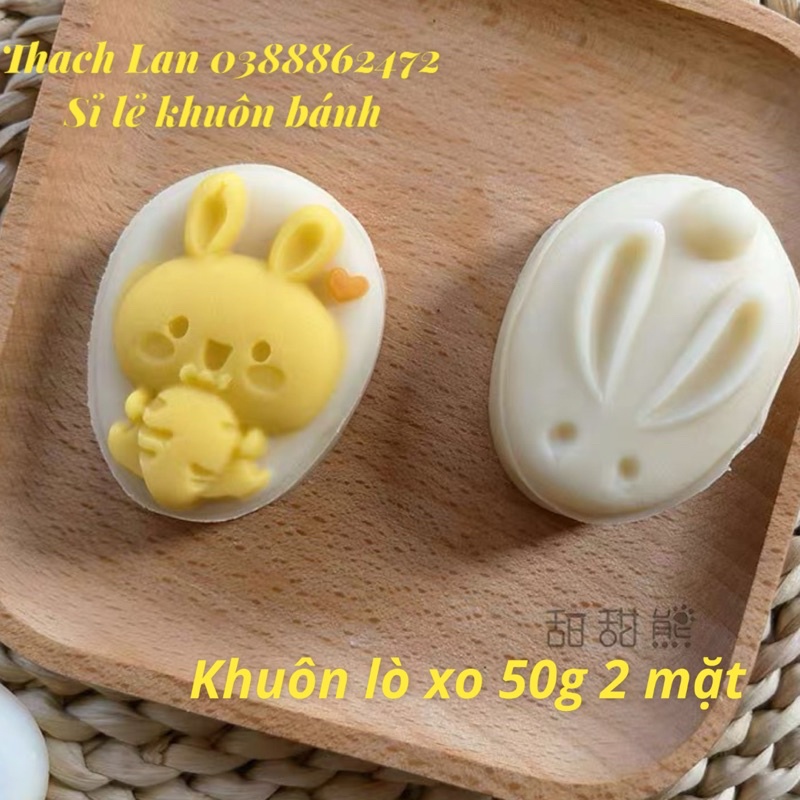 Khuôn lò xo thỏ oval 2 mặt 50g