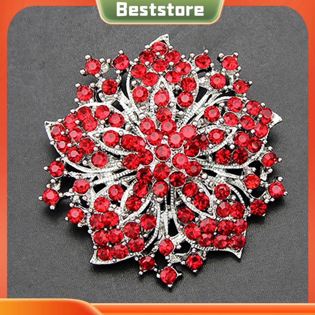 Ghim Cài Áo Mạ Bạc Hình Hoa Đính Đá Sang Trọng Bsm1