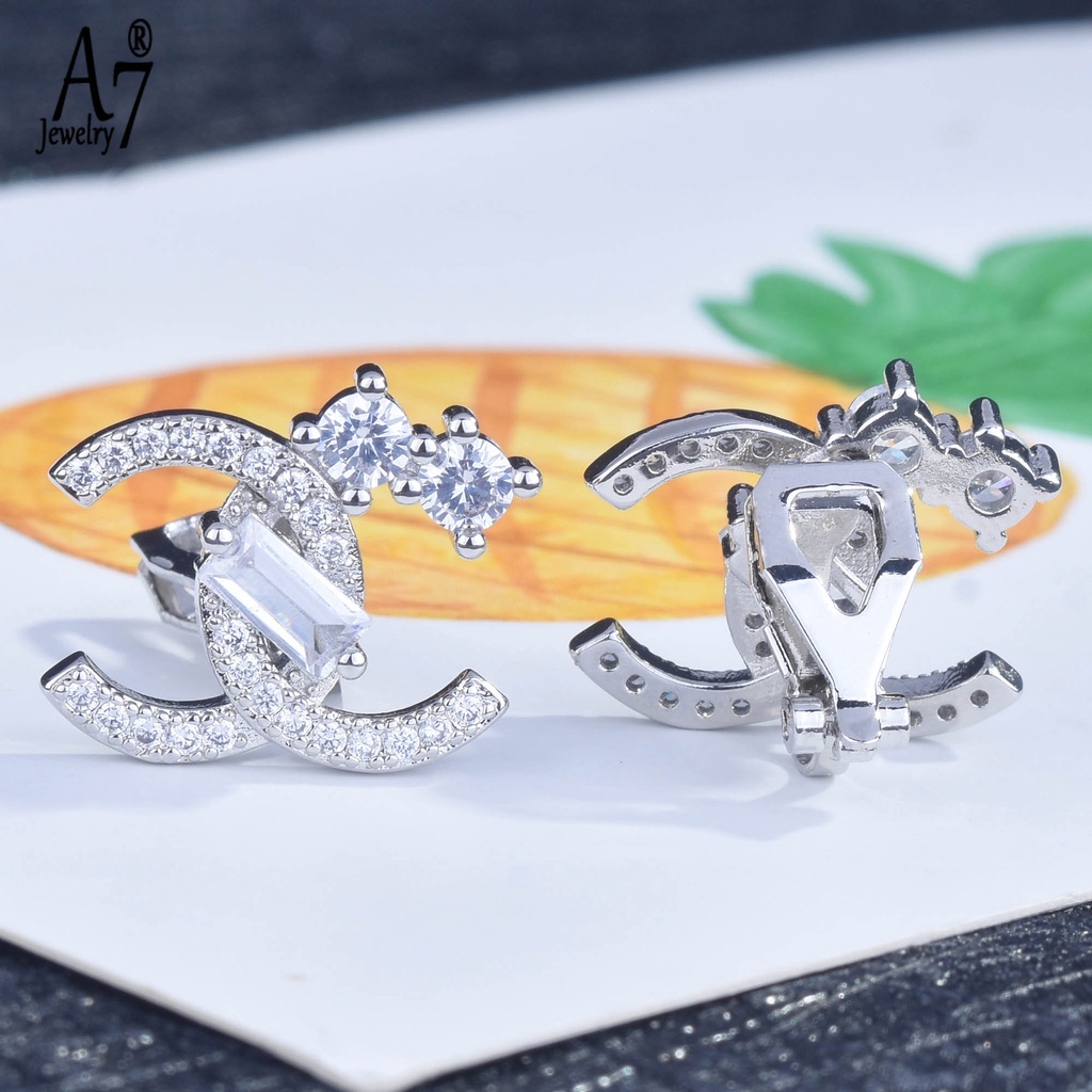 Bông tai bạc 925 hình chữ cái kiểu dáng thời trang