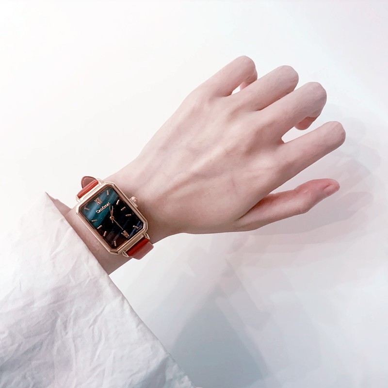 Đồng hồ nữ thời trang Cadycat dây da mặt chữ nhật ám xanh cực đẹp, 6 màu dể dàng phối đồ ( Mã: CDC03 ) | BigBuy360 - bigbuy360.vn