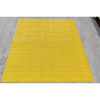 [70 x 77cm x 4mm] Xốp Dán Tường 3D Giả Gạch Màu vàng đậm