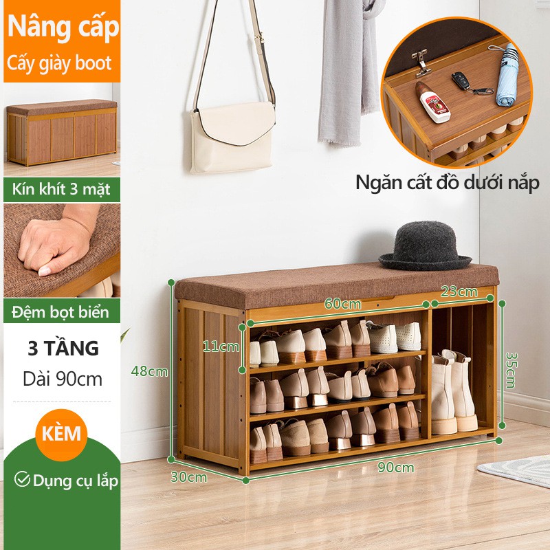 Tủ giày thấp mini có đệm bọc làm ghế ngồi thay giày tiện lợi hai trong một đa chức năng FU151G