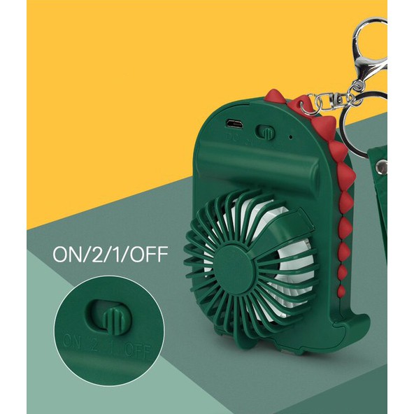 Quạt mini cầm tay tích điện lâu khủng long, quạt mini để bàn hình cute dễ thương COLLEN | BigBuy360 - bigbuy360.vn