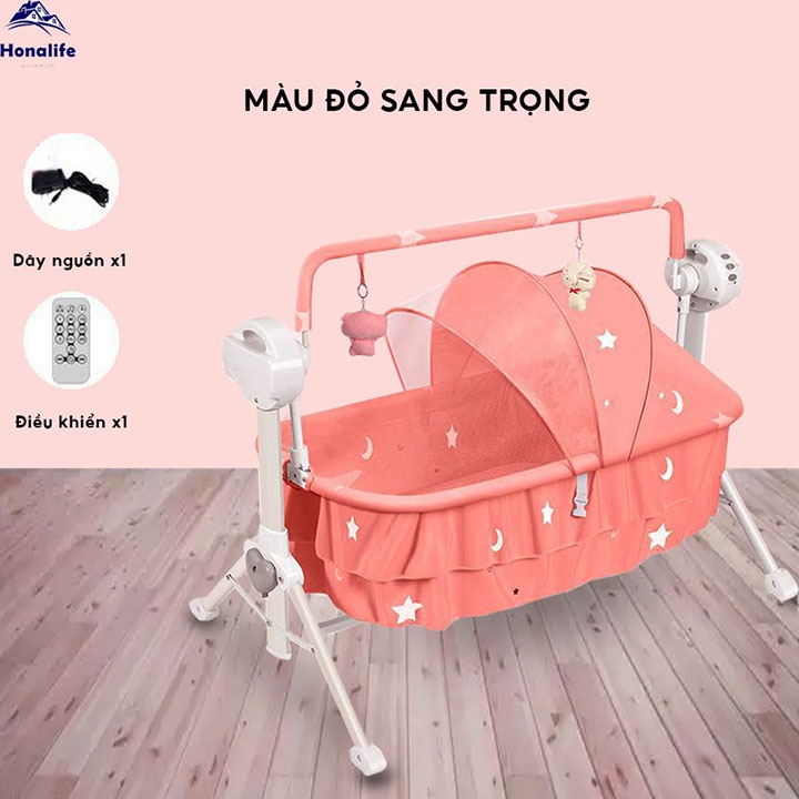 Nôi điện cho bé  chính hãng, Nôi tự động kèm màn chống côn trùng- Kiwi.baby.shop