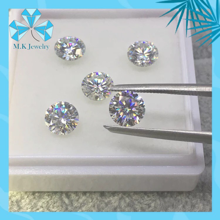 ( Size 4ly5 - 5ly4 - 6ly3) Kim cương nhân tạo Moissanite nước D - Độ tinh khiết FL. Full Kiểm định quốc tế GRA.