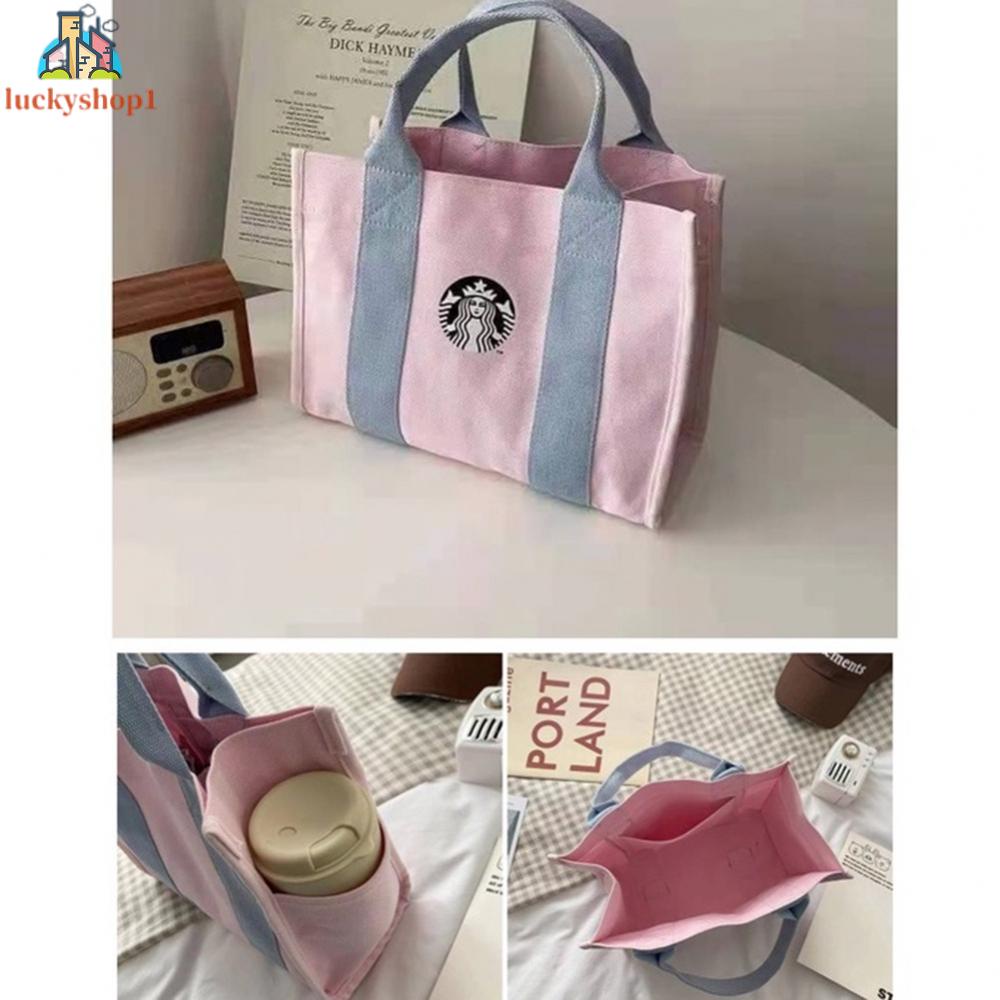 Túi Vải Canvas Đựng Cơm Trưa In Hình Starbucks Độc Đáo Chất Lượng Cao