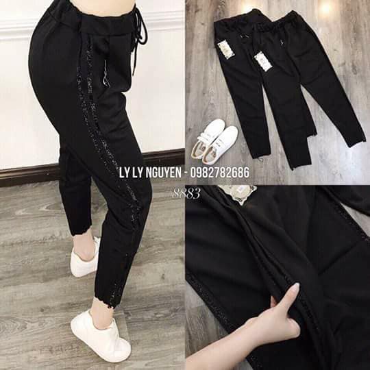 Combo 2 quần jogger nữ| Quần nữ chất UMI cạp chun viền kim tuyến sành điệu| Quần thể thao năng động | BigBuy360 - bigbuy360.vn