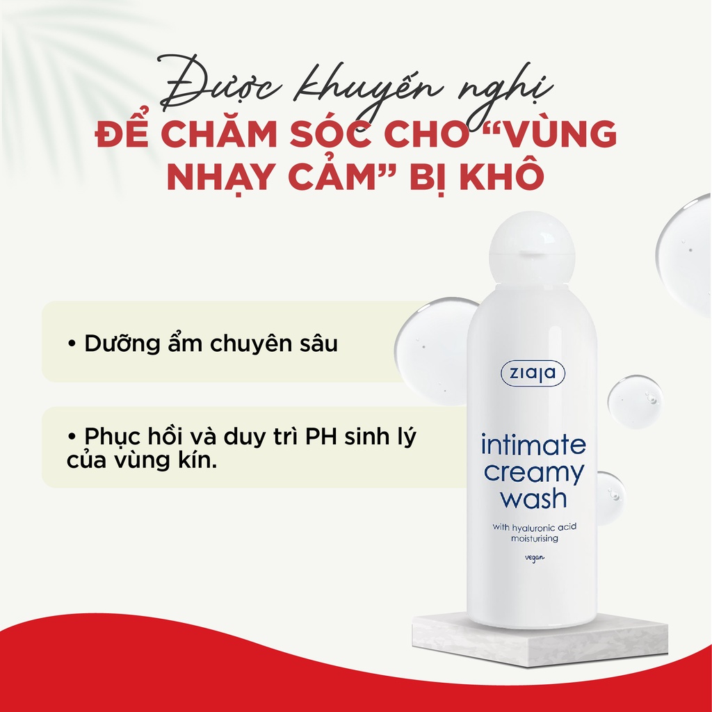 Dung dịch vệ sinh phụ nữ Intimate Ziaja bổ sung Hyaluronic dưỡng ẩm dịu nhẹ, khử mùi hôi, ổn định độ pH 200ml