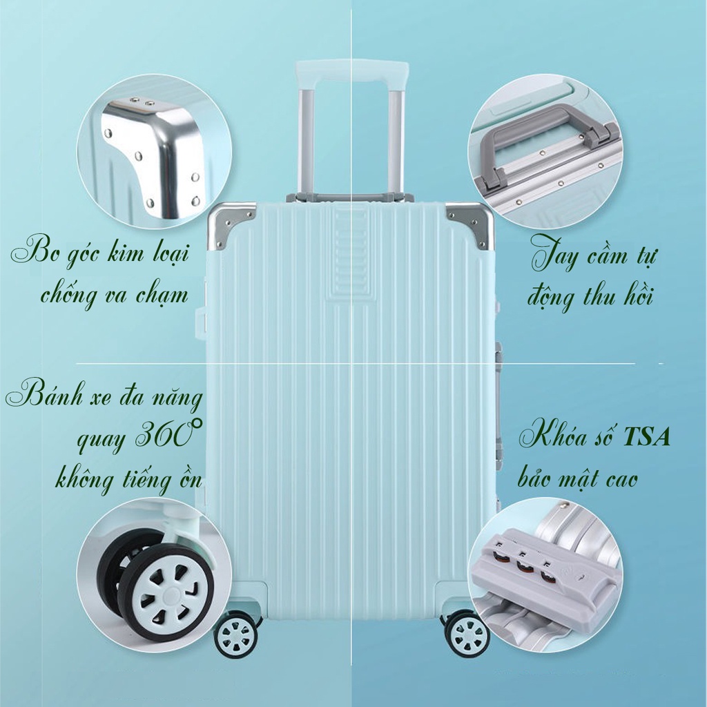 Vali Khung Nhôm Khóa Sập Bamozo Size 20/24/28 Inch Vali Du Lịch Cao Cấp Chống Vỡ Tuyệt Đối Bảo Hành 5 Năm