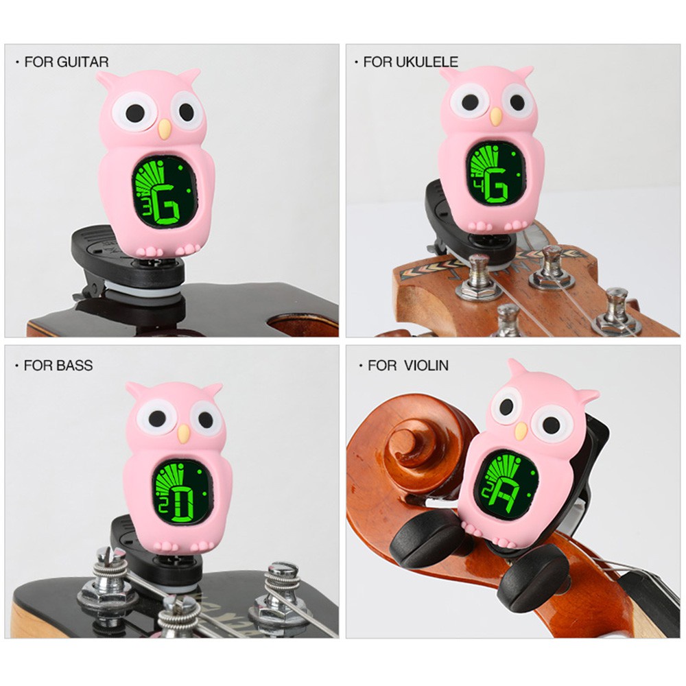 For Guitar Chromatic Bass Ukulele Guitar Accessories Acoustic Guitar Tuner Cute Cartoon Clip-On Tuner LCD Display