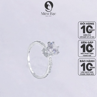 Nhẫn bạc nữ viền đá chất liệu bạc 925 thời trang phụ kiện trang sức nữ thương hiệu Miêu Bạc N400352