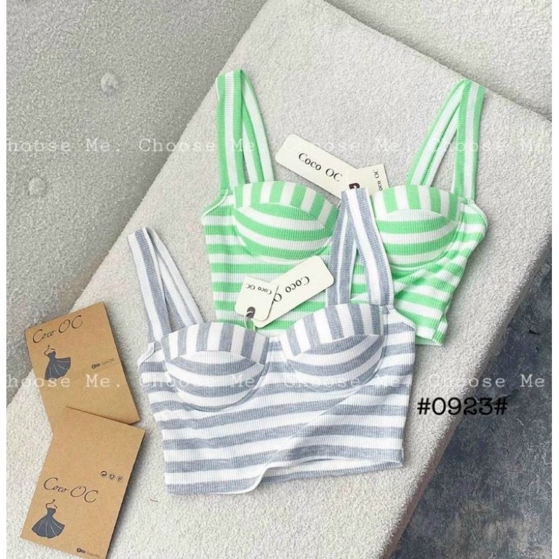 Áo Hai Dây Sọc Ngang Chất Thun Gân Cúp Mút Ngực alohashop91