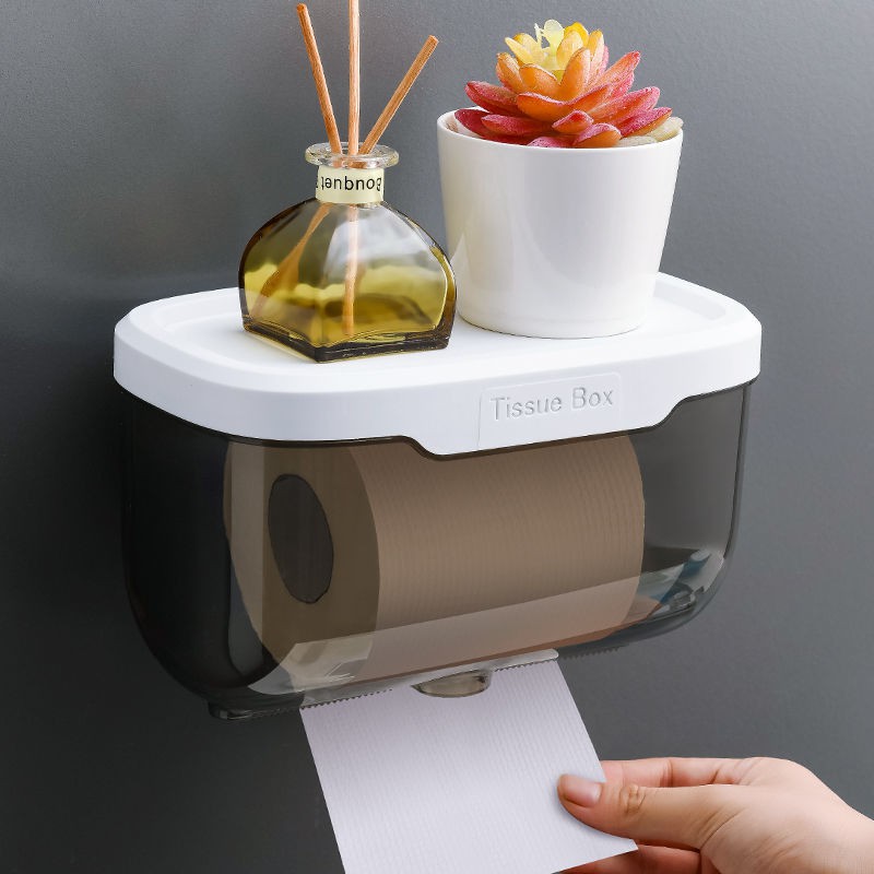Hộp Đựng Khăn Giấy Vệ Sinh Gia Đình Có Màu Và Trong Suốt, Hộp Đựng Giấy Chống Thấm Treo Tường Không Đục Lỗ