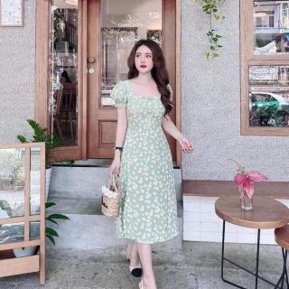 Váy hoa cúc màu xanh