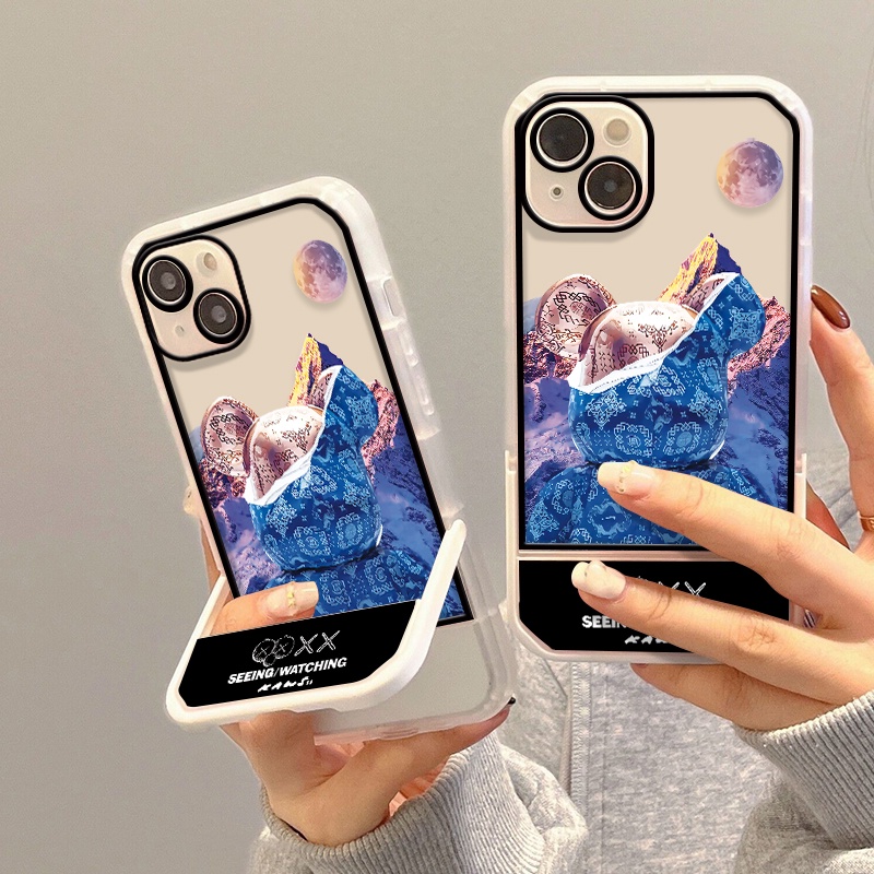 Ốp Điện Thoại Silicon TPU Mềm Trong Suốt Có Giá Đỡ Hình Gấu Cho IPhone 13 12 Pro MAX 11 Pro XS MAX X XR 8 7 6 6S Plus SE 2020 13