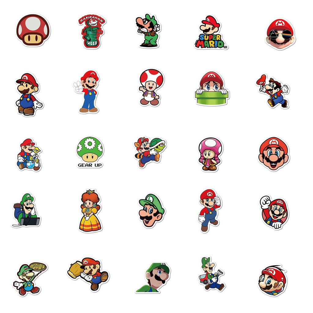 H110 - Sticker Nấm Mario - PVC/ Hình dán Chống nước Mũ bảo hiểm Vali Laptop Điện thoại