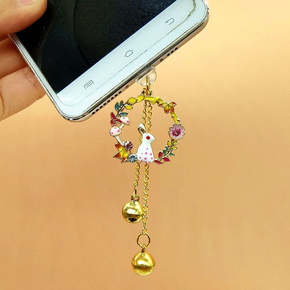 Phụ Kiện Gắn Chống Bụi Cho Cổng Sạc Điện Thoại Di Động Hình Thỏ Hoạt Hình