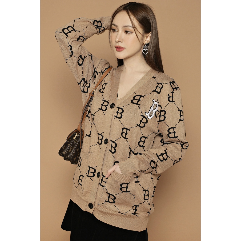 Áo khoác Cardigan len dệt kim họa tiết thêu BBR Quảng Châu cao cấp, Cadigan dày dặn thương hiệu thời trang D&amp;R L004