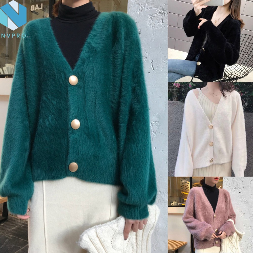 Áo khoác len Cardigan cổ chữ V mịn màng cổ điển RETRO C122 | WebRaoVat - webraovat.net.vn