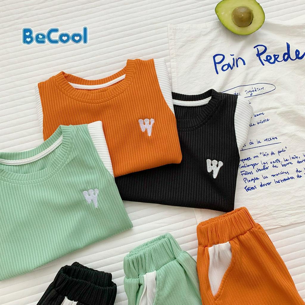 Bộ Cộc Tay Cho Bé Trai bộ tổ ong  W Chất tổ ong Cao Cấp Thấm Hút Mồ Hôi Tốt Co Giãn 4C Cho Bé Từ 10 - 26kg sumo kids