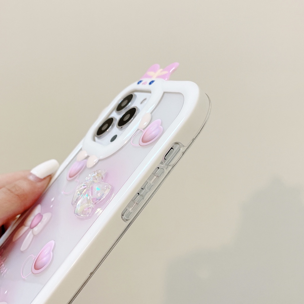 Ốp Điện Thoại Silicon Mềm Hình Nơ Trái Tim Màu Hồng Bảo Vệ Toàn Diện Cho Apple iPhone12promax xsmax 11 xr 13PRO