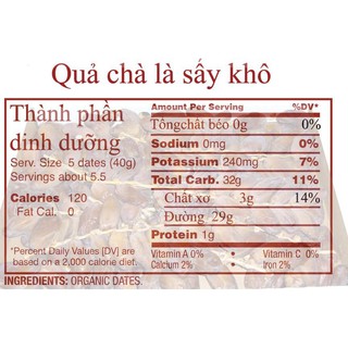 Chà là rời Zahidi Dates - túi 500gr