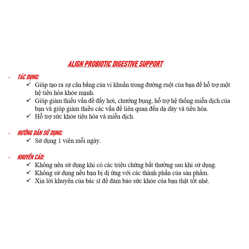 [DATE 02/2024] ALIGN PROBIOTIC DIGESTIVE SUPPORT 28 VIÊN