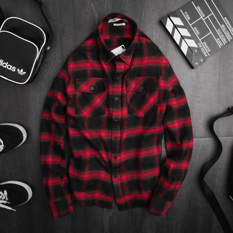 Áo sơ mi nam dài tay kẻ dạ. Áo kẻ dạ caro màu dài tay nam tính phong cách trẻ kiểu dáng ôm slimfit