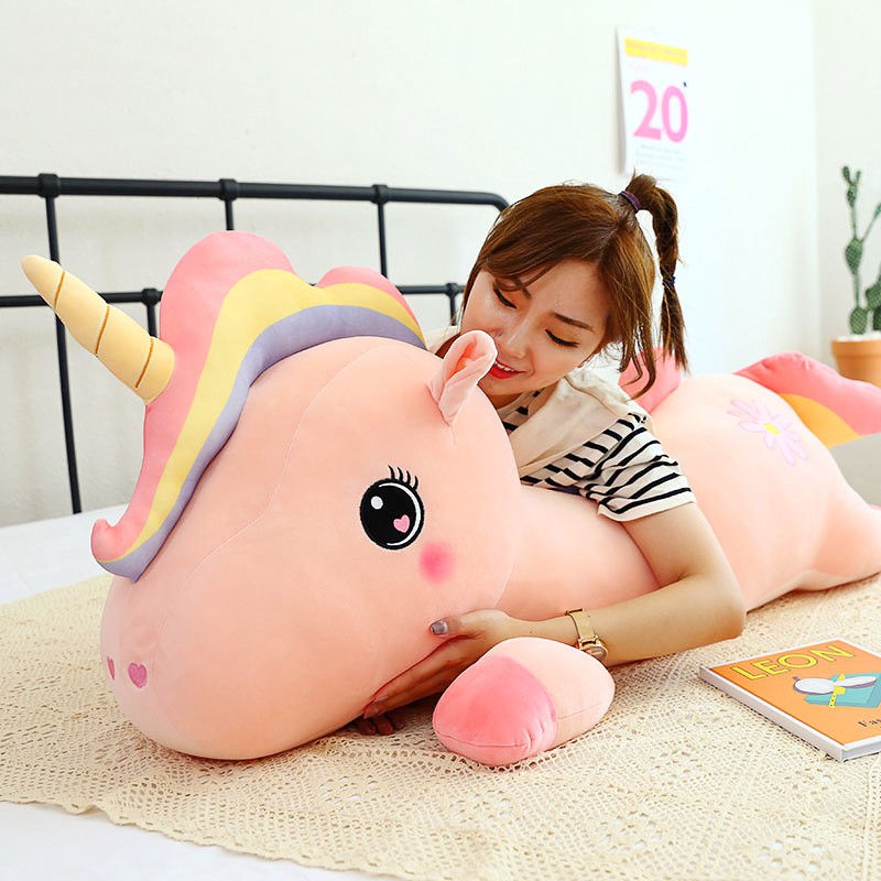Gấu Bông Ngựa 1 sừng - Ngựa Pony Dễ Thương Size 90cm - 1m3. Hàng Loại 1. Chất Liệu Vải mềm mịn. Đường May Đẹp
