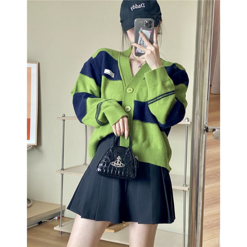 Áo Khoác Len Cardigan Cổ Chữ V Phong Cách Pháp Thời Trang Mùa Đông 2022 Mới