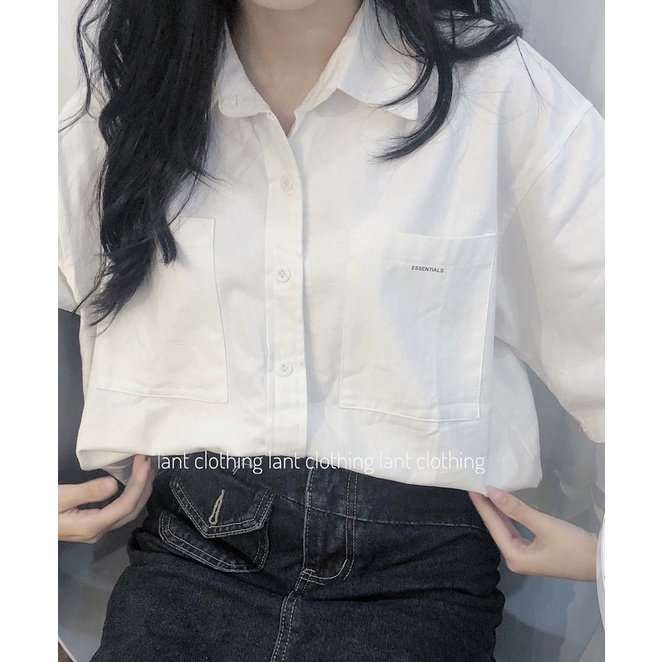 Áo sơ mi cộc tay túi chữ essen