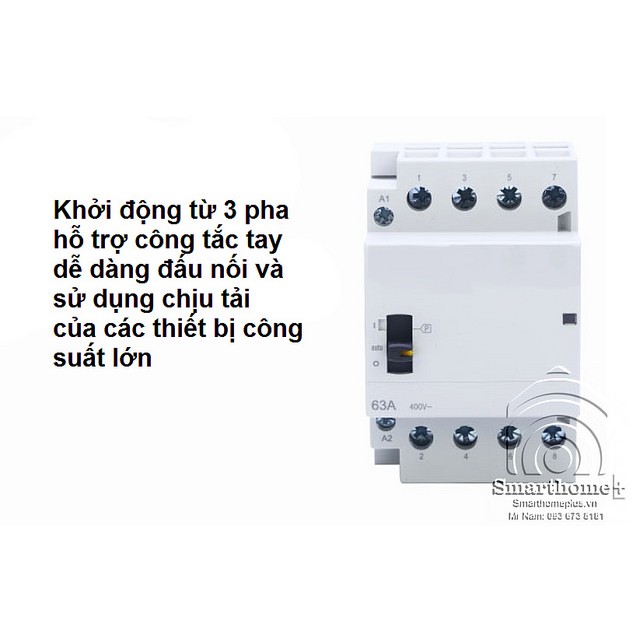 Khởi Động Từ Contactor Hỗ Trợ Công Tắc Tay 3 Pha 4 Dây 32A BCH-3P32M