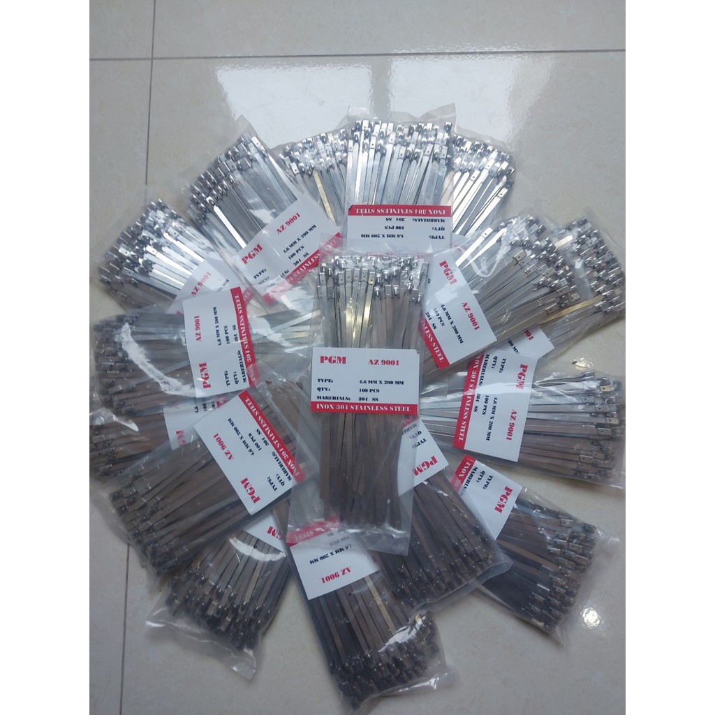 100 sợi dây thít inox 304 chịu lực cao kích thước 4.6x 200mm
