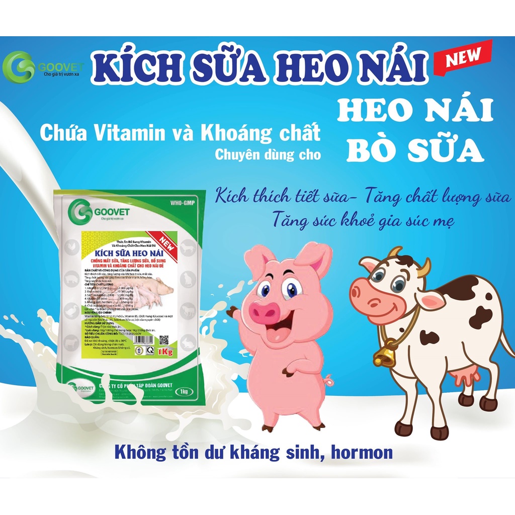 KÍCH SỮA HEO NÁI NEW  - Cho gia súc chống mất sữa, tăng sữa, bổ sung Vitamin và khoáng chất cho heo nái đẻ