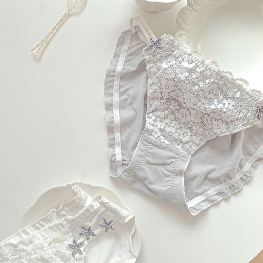 Quần lót cotton phối ren hoa thoáng khí phong cách Hàn Quốc cho nữ