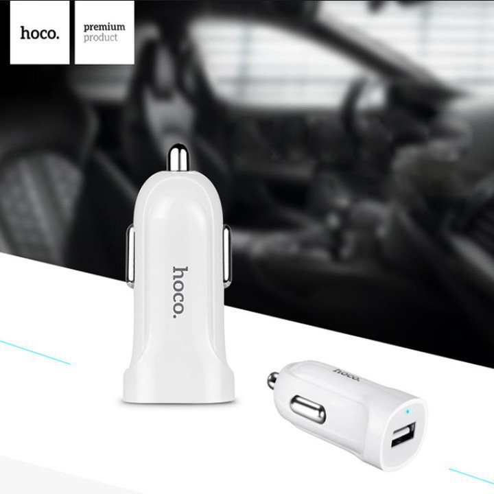 Tẩu sạc-Ô Tô-Chính Hãng-Hoco-Z2 (MÀu trắng)-Bảo hành 6 tháng