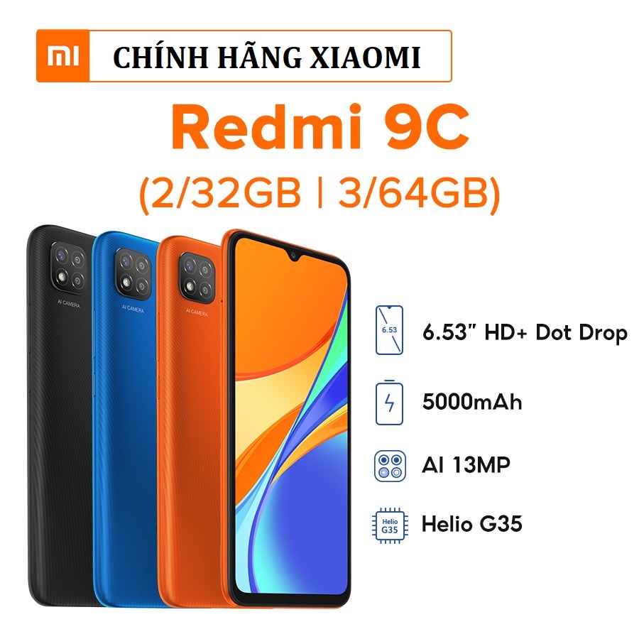 (GIÁ CỰC RẺ) Điện thoại Xiaomi Redmi 9C - 3GB/64GB và 2GB/32GB XR9C mới Fulbox