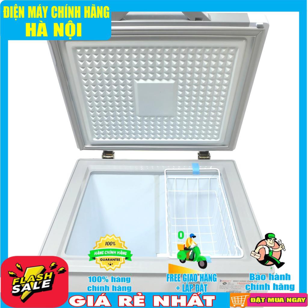 Tủ đông Sanaky mặt kính 1 chế độ ( xanh ) VH-1599HYKD