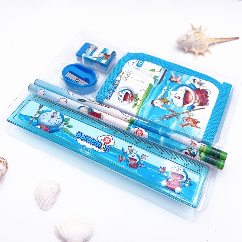 Bộ 5 Món Đồ Dùng Học Tập Họa Tiết Hoạt Hình Dễ Thương WJ016