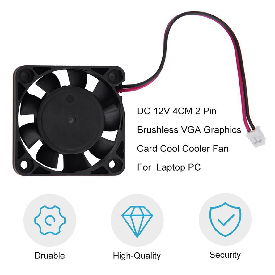 Quạt Làm Mát Không Chổi Than DC 12v 4 cm 2 Pin Vga Cho Laptop Pc