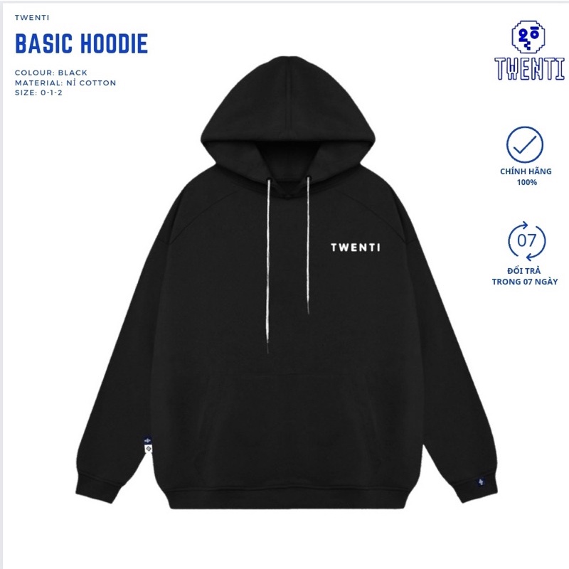 HOODIE TWENTI NỈ COTTON ĐƠN GIẢN NĂNG ĐỘNG | BigBuy360 - bigbuy360.vn