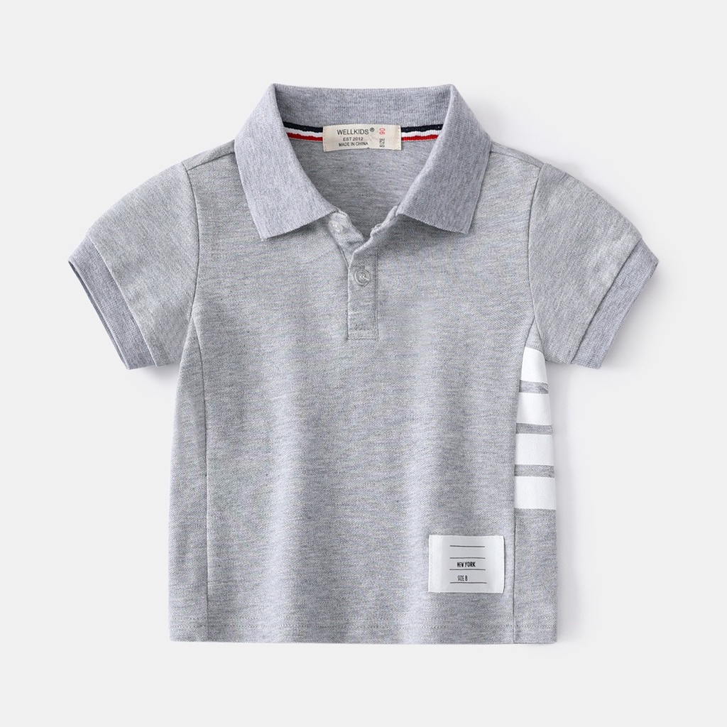 Áo Polo cho bé WELLKIDS hoạ tiết chất cotton hàng xuất Âu Mỹ 2024