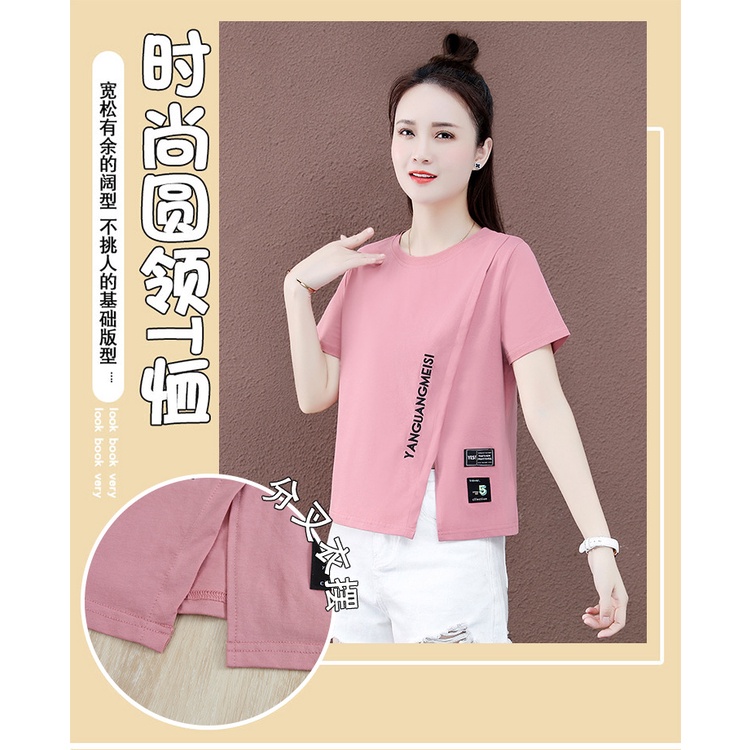 Áo Thun Tay Ngắn Xẻ Tà Bên Hông Thời Trang Trẻ Trung Cho Nữ