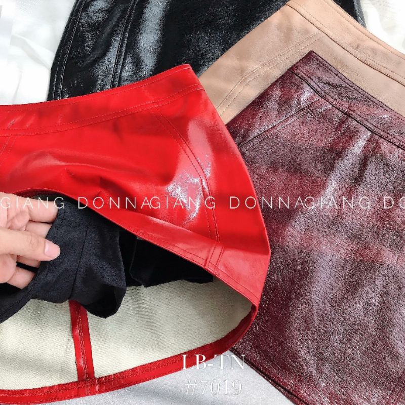 Chân váy da trơn khóa sau hàng QCL1